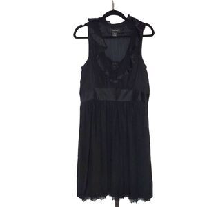White House Black Market Size 12 100% Silk Black Satin Dress